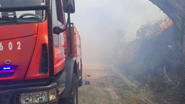 Archivo - Imagen de archivo de un camión de bomberos en un incendio forestal.  