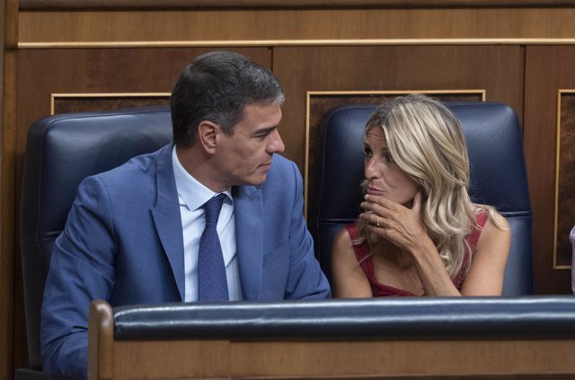 El president del Govern central en funcions, Pedro Sánchez, i la líder de Sumar, Yolanda Díaz