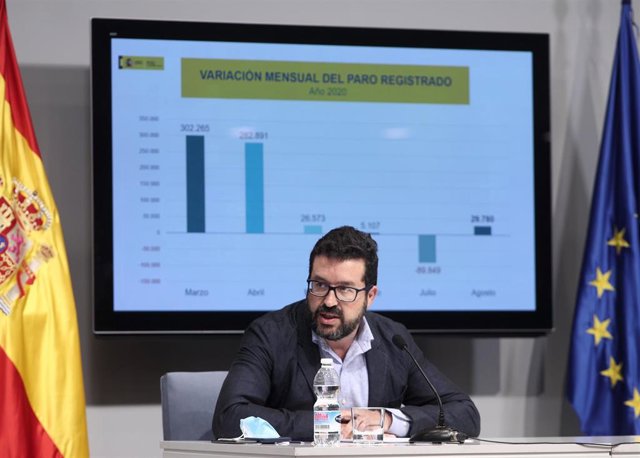 Archivo - El secretario de estado de Empleo y Economía Social, Joaquín Pérez Rey, presenta en rueda de prensa los datos del paro registrado y de afiliación a la Seguridad Social del mes de agosto, en Madrid (España), a 2 de septiembre de 2020.