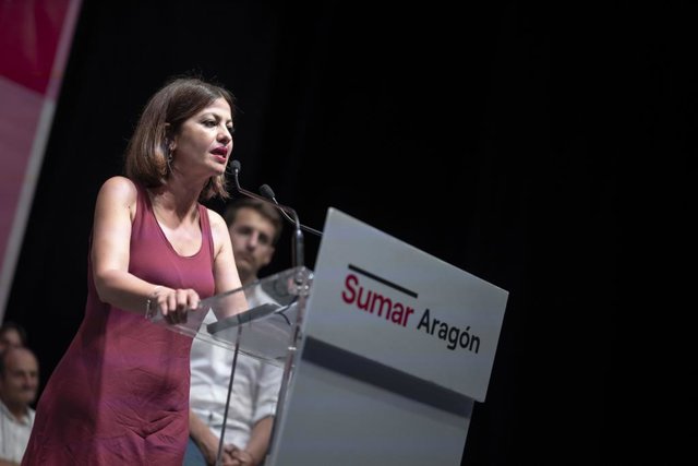 Archivo - La candidata de Sumar al Congreso, Sira Rego, durante un acto de campaña electoral junto a candidatos al Congreso de los Diputados por la provincia, en la sala Multiusos del Auditorio de Zaragoza, a 7 de julio de 2023, en Zaragoza, Aragón (Españ