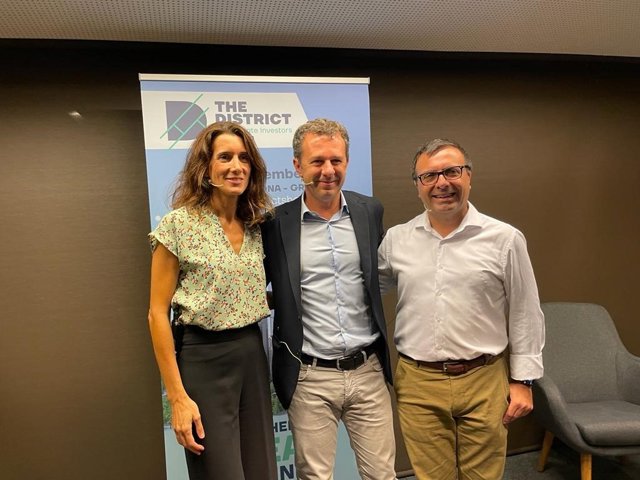 Gema Travesía, Juan Velayos y Josep Jorge en la presentación de The District 2023 en Barcelona