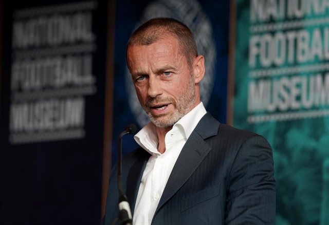Archivo - 22 June 2023, United Kingdom, Manchester: UEFA President Aleksander Ceferin speaks during the European Football Fans Congress held at the National Football Museum. Photo: Martin Rickett/PA Wire/dpa