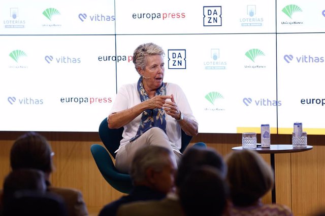 Marta Figueras-Dotti, presidenta del Ladies European Tour, durante los Desayunos Deportivos de Europa Press