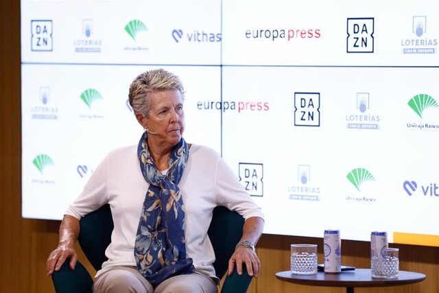 Marta Figueras-Dotti, presidenta del Ladies European Tour de golf, durante los Desayunos Deportivos de Europa Press