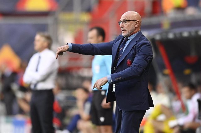 Archivo - El seleccionador nacional Luis de la Fuente da instrucciones durante un partido