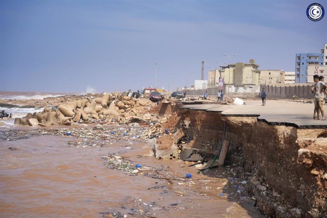 Daños materiales en la ciudad de Derna, en el este de Libia, a causa de las inundaciones provocadas por el paso de la tormenta 'Daniel'