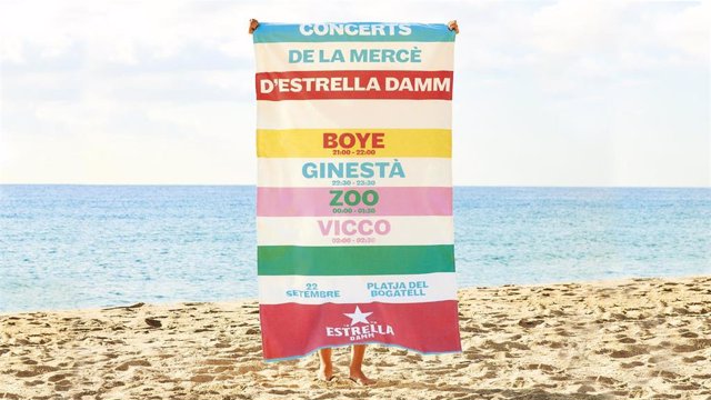 Cartel promocional de los conciertos que organiza Estrella Damm en la primera noche de las fiestas de la Mercè.