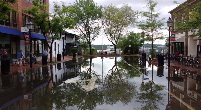 Barrio anitugo de  Alexandria, en Virginia, durante una inundación en 2016