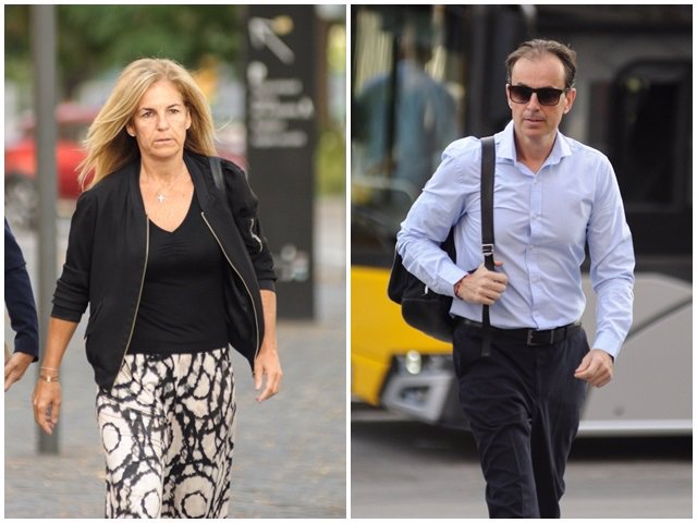 Arantxa Sánchez Vicario y Josep Santacana a su llegada al Juzgado Penal 25 de Barcelona este viernes para asistir a la última sesión de su juicio por un presunto delito de alzamiento de bienes