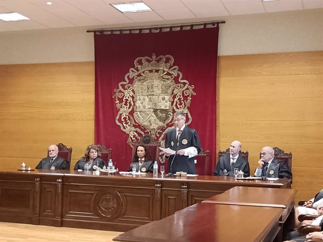 El Fiscal Superior de Extremadura, Francisco Javier Montero, durante su intervención en la Apertura del Año Judicial 2023-2024 en la sede del TSJEx en Cáceres