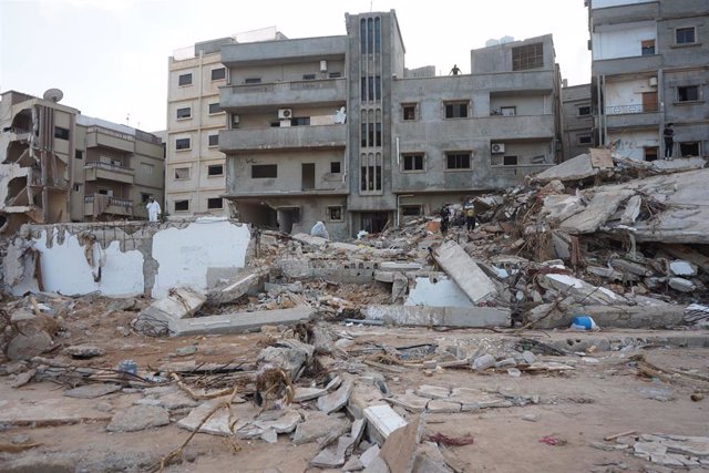 Edificios derrumbados tras el paso de la tormenta 'Daniel' en Derna