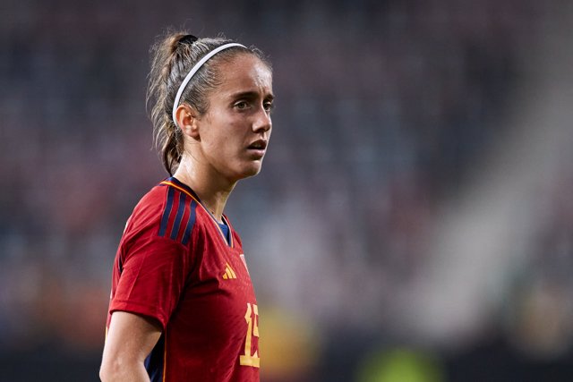 Maite Oroz of Spain looks on during the Wonen’s International Friendly match between Spain and USA at El Sadar on October 11, 2022, in Pamplona, Spain.