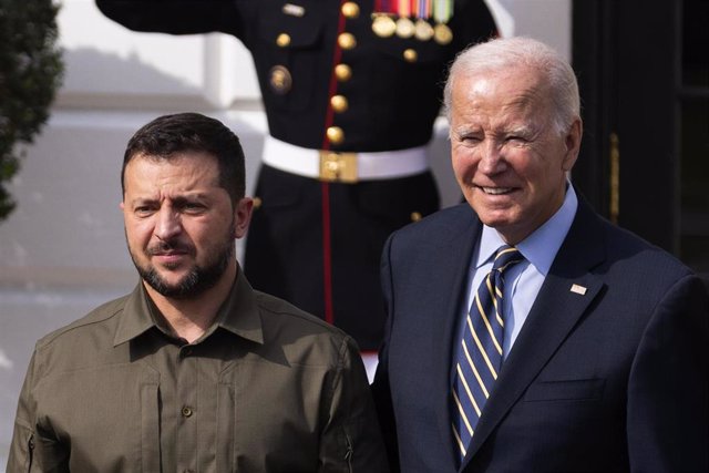 21 September 2023, US, Washington: US President Joe Biden welcomes Ukrainian President Volodymyr Zelensky at the White House. Photo: Aaron Schwartz/ZUMA Press Wire/dpa