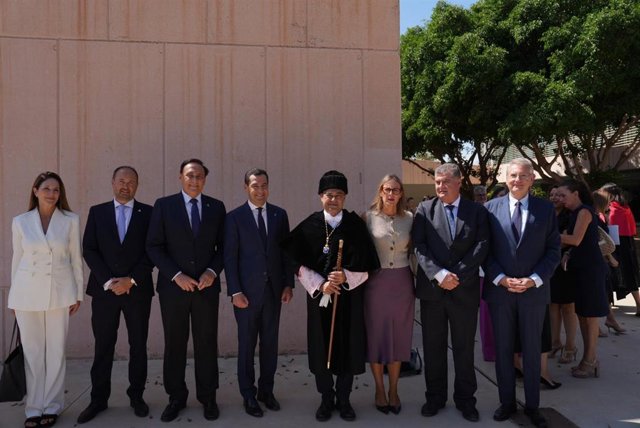 El presidente de la Junta de Andalucía, Juanma Moreno, en el acto de inauguración del curso académico 2023/2024 en las universidades andaluzas.