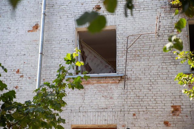 Edificio alcanzado por un bombardeo ruso en Cherkasi, Ucrania