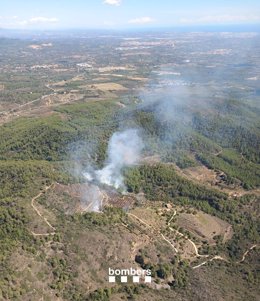 Incendio cercano al barranco de Segures, en Riudecanyes (Tarragona)