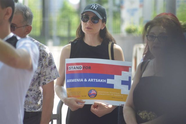 Archivo - Protesta en Nueva York contra la nitervención militar azerí en Nagorno-Karabaj