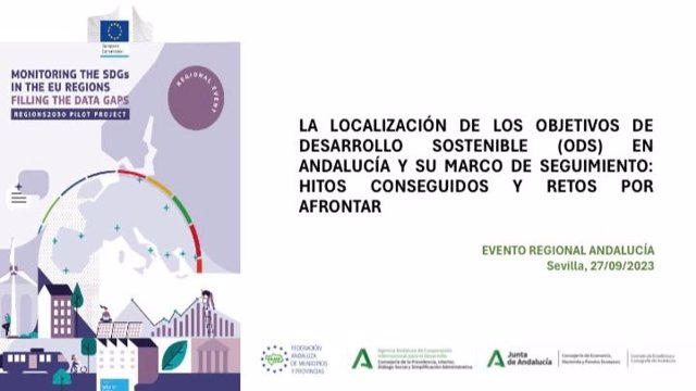 Cartel de jornada sobre los Objetivos de Desarrollo Sostenible (ODS) en Sevilla.