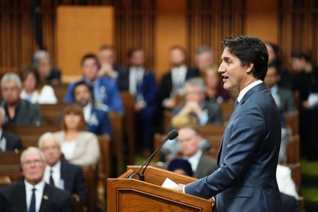 El primer ministro de Canadá, Justin Trudeau, en el Parlamento canadiense durante una sesión en la que se homenajeó al ucraniano, Yaroslav Hunka, combatiente en el bando de la Alemania nazi durante la Segunda Guerra Mundial