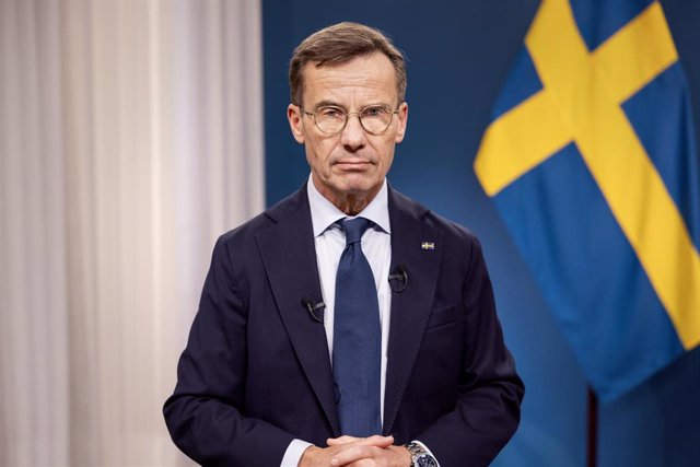 Ulf Kristersson, primer ministro de Suecia, dirige un discurso a la nación