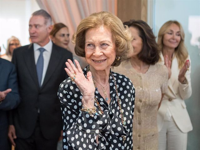 La reina Sofía a su llegada a la celebración del quinto aniversario de la Fundación Casa de México, a 29 de septiembre de 2023, en Madrid (España)