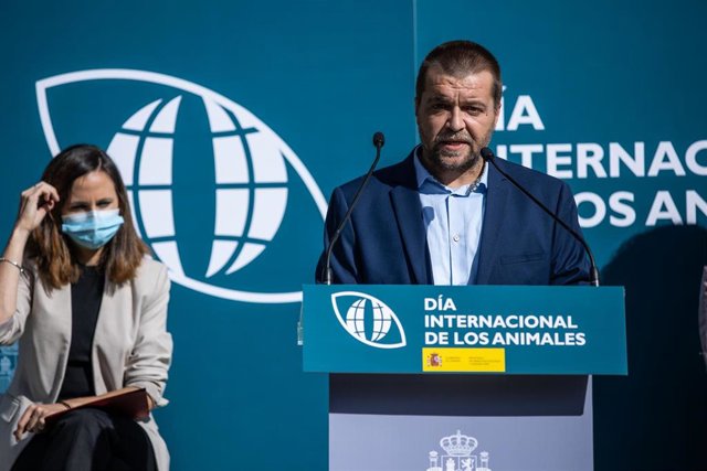 Archivo - El director general de los Derechos de los Animales, Sergio García Torres, interviene en un acto organizado en la Fundación Olivar con motivo del Día Mundial de los Animales en la Fundación Olivar de Castillejo, a 6 de octubre de 2021, en Madrid