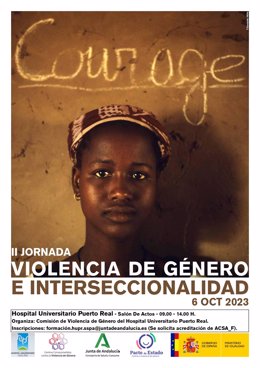 Cartel de la jornada en el Hospital de Puerto Real (Cádiz) sobre violencia de género e interseccionalidad