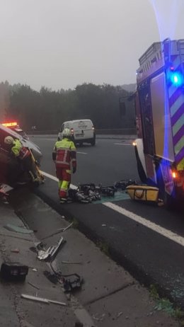 Accidente en la A-8, a su paso por Liendo, con un herido grave.