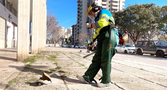 Archivo - Un trabajador de Emaya, haciendo tareas de desbroce.