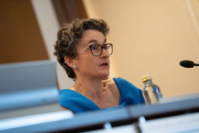 La presidenta de la Autoridad Portuaria de Valencia (APV), Mar Chao, durante la rueda de prensa tras la reunión del Consejo de Administración de la Autoridad Portuaria de Valencia en el Edificio del Reloj