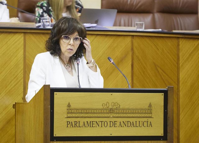 Archivo - La diputada del PSOE-A María Ángeles Prieto, en el Pleno del Parlamento, en una foto de archivo.