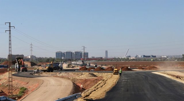 Obras en el ramal técnico del tramo norte de la línea 3 del Metro de Sevilla.