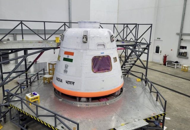 Módulo de pruebas para la primera misión espacial tripulada de la India