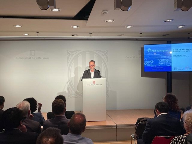 El presidente del Port de Tarragona, Saül Garreta, en la conferencia 'Port de Tarragona. Rumbo #EcoPort2027' en el Palau Robert de Barcelona.