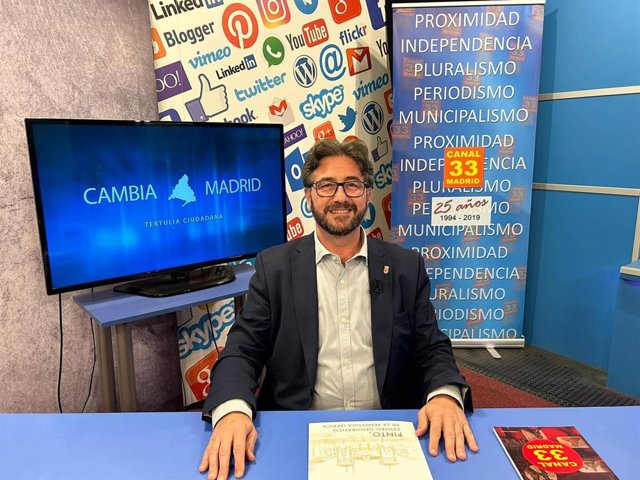 El alcalde de Pinto, Salomón Aguado (PP), en una entrevista en Canal 33 TV Madrid