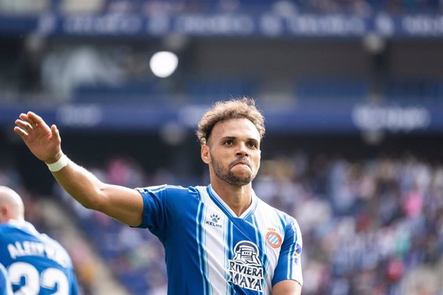 Archivo - Martin Braithwaite celebra un gol con el Espanyol.