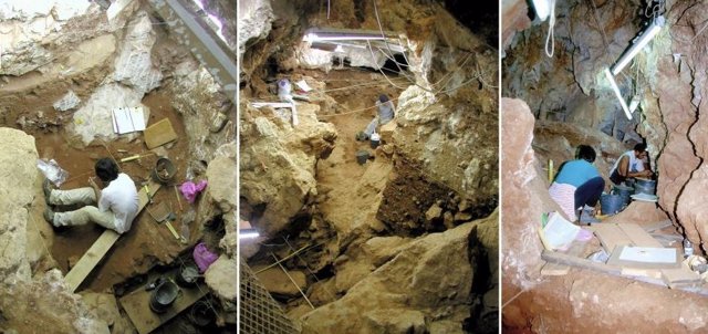 Excavaciones en la gruta de Oliveira