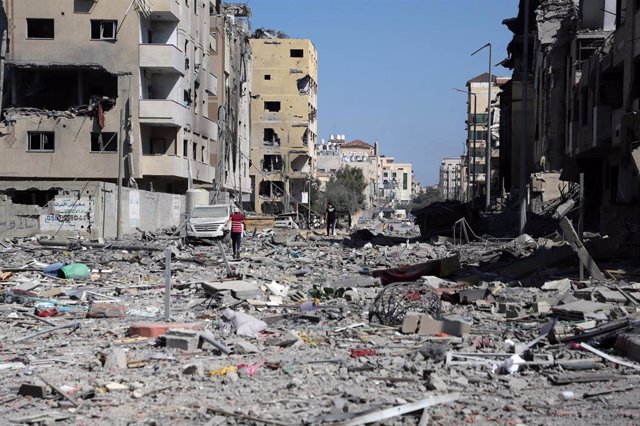 Edificios destruidos por los bombardeos del Ejército de Israel contra la Franja de Gaza