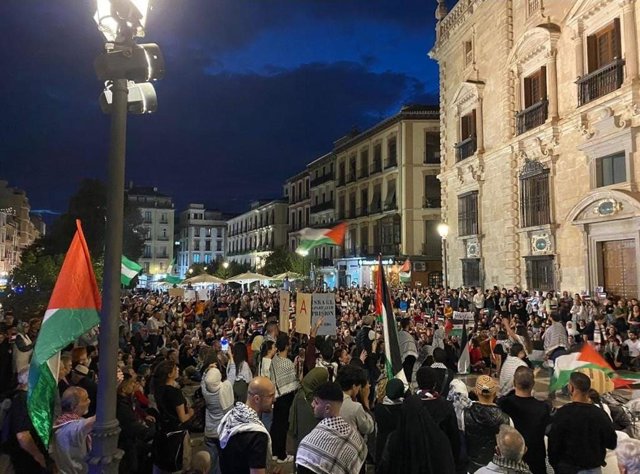 Imagen de una concentración en Granada de apoyo al pueblo palestino.