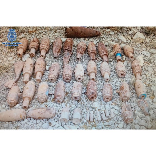 La Policía Nacional neutraliza en Teruel 60 artefactos explosivos de la Guerra Civil en dos días