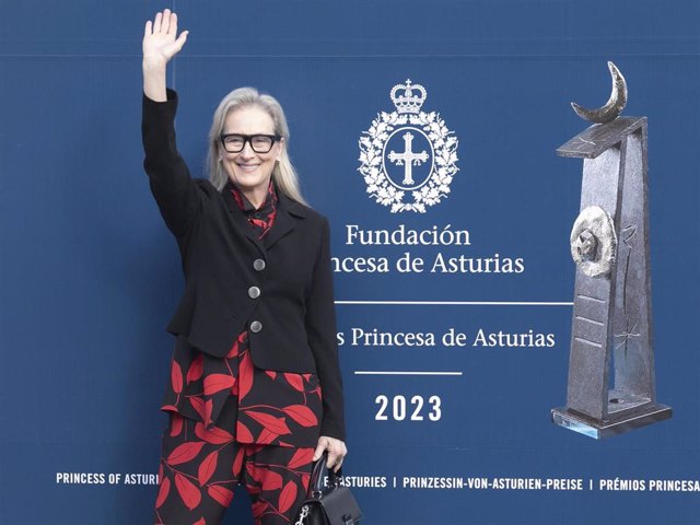 La actriz Meryl Streep durante su recibimiento oficial, en el hotel de la Reconquista en Oviedo este 18 de octubre