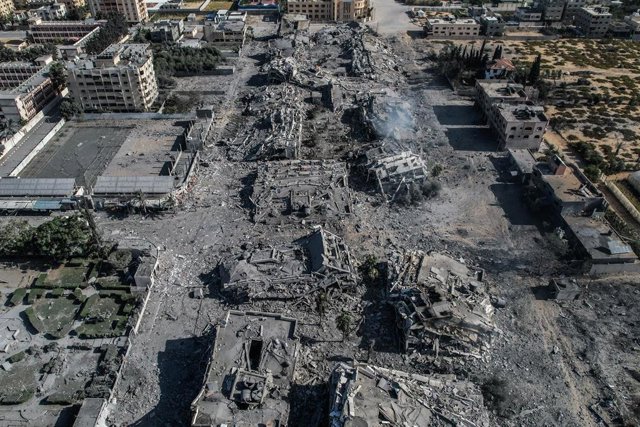Imagen de un barrio bombardeado en Gaza