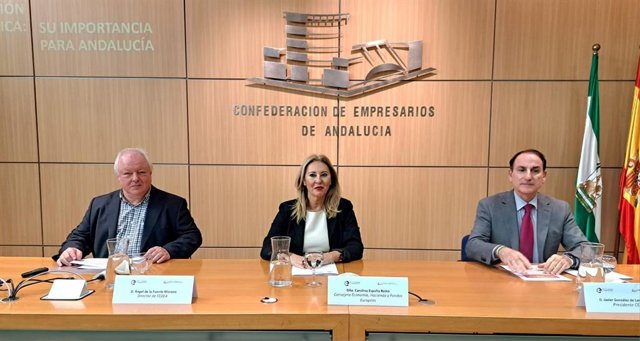 La consejera de Economía, Hacienda y Fondos Europeos, Carolina España, en las jornadas 'Financiación Autonómica: su importancia para Andalucía'.
