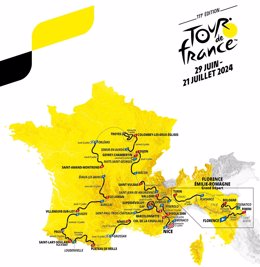 Recorrido del Tour de Francia 2024, con salida en Florencia (Italia) y final inédito en Niza