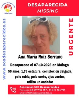 Cartel de la alerta emitido por SOS Desaparecidos.
