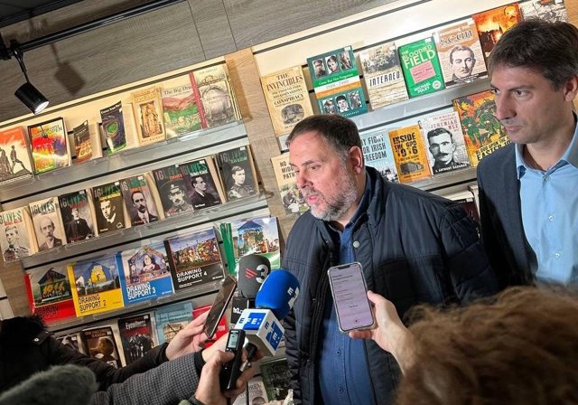 El líder d'ERC, Oriol Junqueras, en declaracions a Belfast