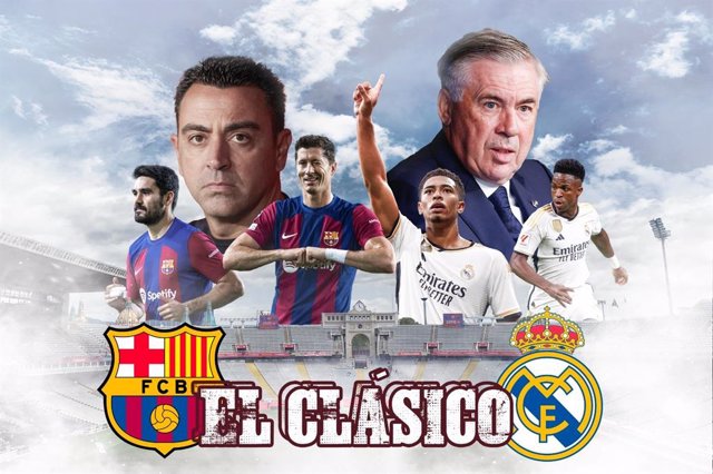 Ilustración de la previa del encuentro entre el FC Barcelona y el Real Madrid, en LaLiga EA Sports 2023-2024.