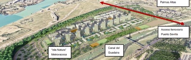 Archivo - Trazado del acceso ferroviario directo que construirá el Puerto de Sevilla.