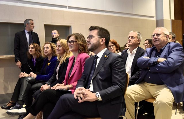 El president de la Generalitat, Pere Aragonès, durant l'acte
