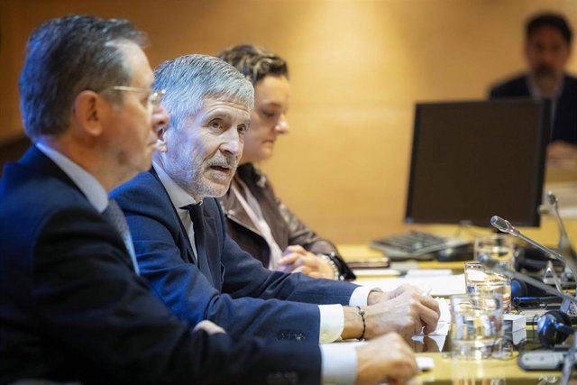 El ministro del Interior en funciones, Fernando Grande-Marlaska durante la inauguración del VI Seminario de Delitos de Odio organizado por la Oficina Nacional de Lucha contra los Delitos de Odio (ONDOD) en Madrid (España) a 6 de noviembre de 2023.